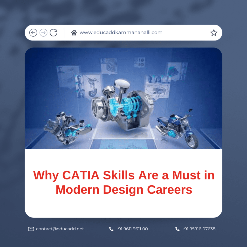 Engineer using CATIA software for 3D modeling in a modern design studio