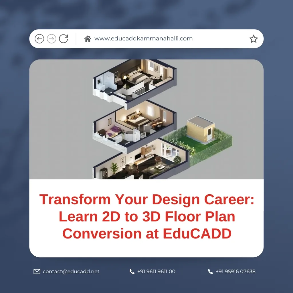 2D to 3D floor plan conversion training at EduCADD